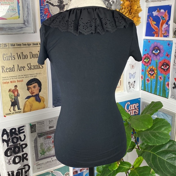 Lauren by Ralph Lauren Sleeveless Black Top w. Ruffle Size PXS Stretch - Picture 6 of 11